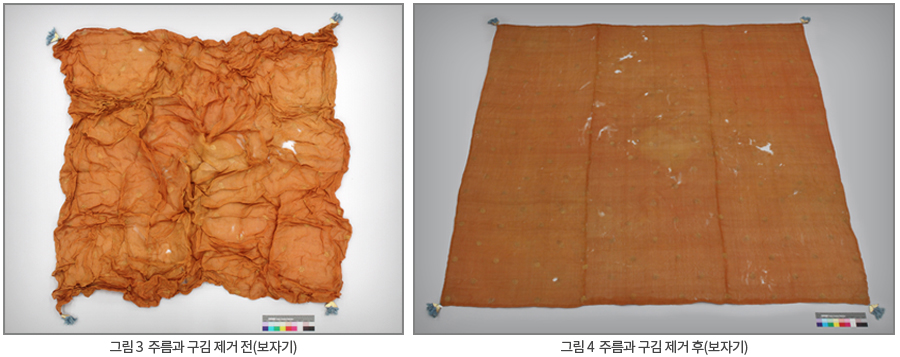 주름과 구김 제거 전 후 주름과 구김 제거 전 후