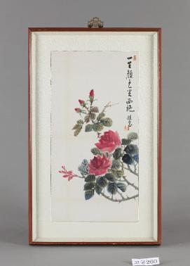 수묵채색장미그림