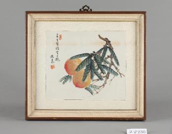 수묵채색복숭아그림