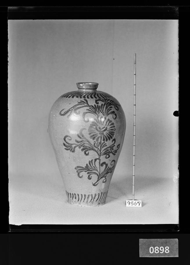 청자국화절지문매병 유리건판