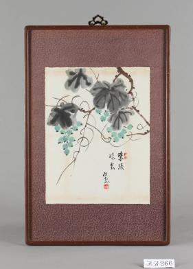 수묵채색포도그림