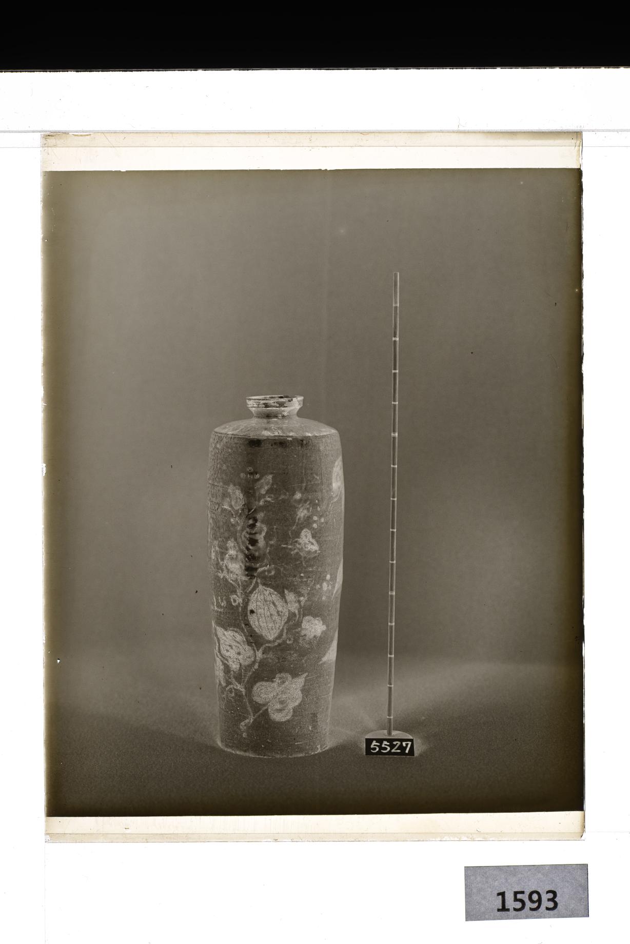 청자철화모란당초문통형병 유리건판