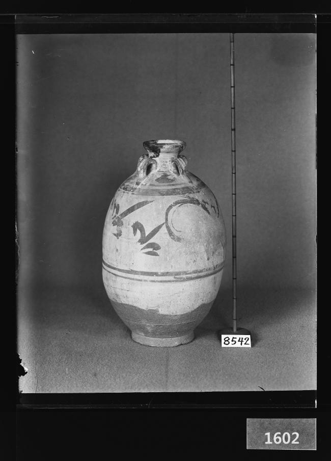 백유흑화초문병 유리건판