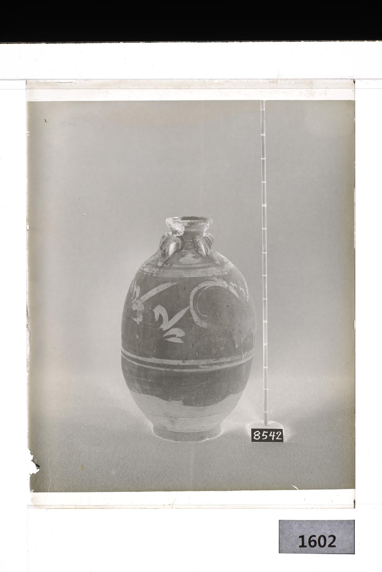 백유흑화초문병 유리건판