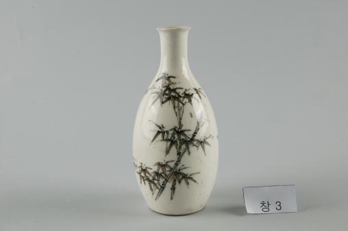 백자 松濤가 쓰인 대나무무늬 병